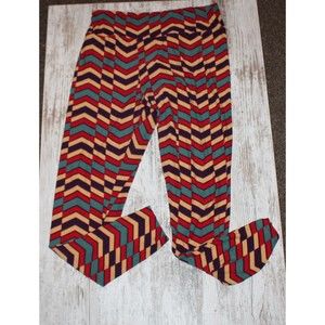 Cute Colorful LulaRoe Leggings Size TC Tall and Curvy Geometric Chevron Design